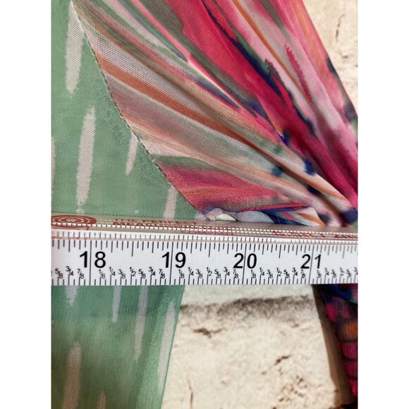 Filo Top Womens 14 Pastel Long Line Button Front Coverlet Mesh Artsy Boho Hippie - Picture 10 of 15